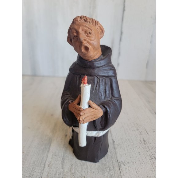 Vintage ceramic monk caroling candle religious Xmas figure - Picture 1 of 10